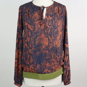 CAbi Womens Small Border Wrap Snake Skin Blouse Top